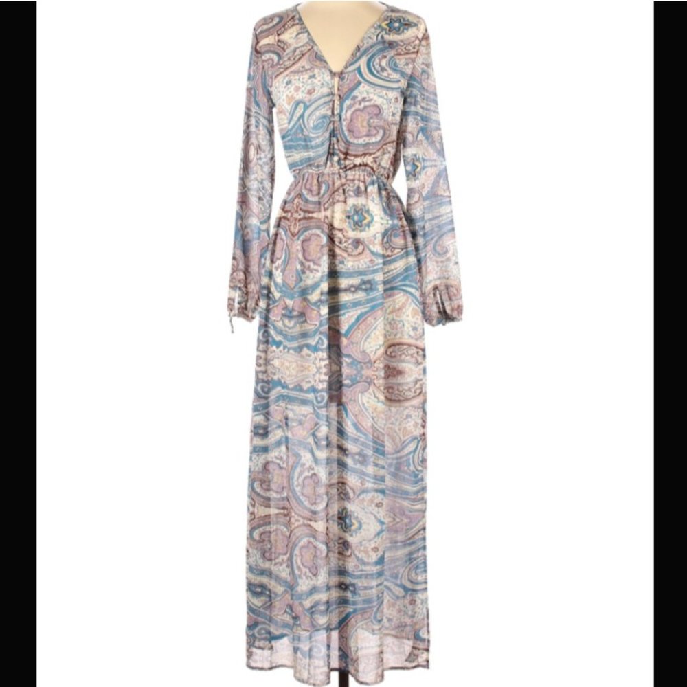 Boohoo Boutique Casual Dress Maxi Blue Pink | 2